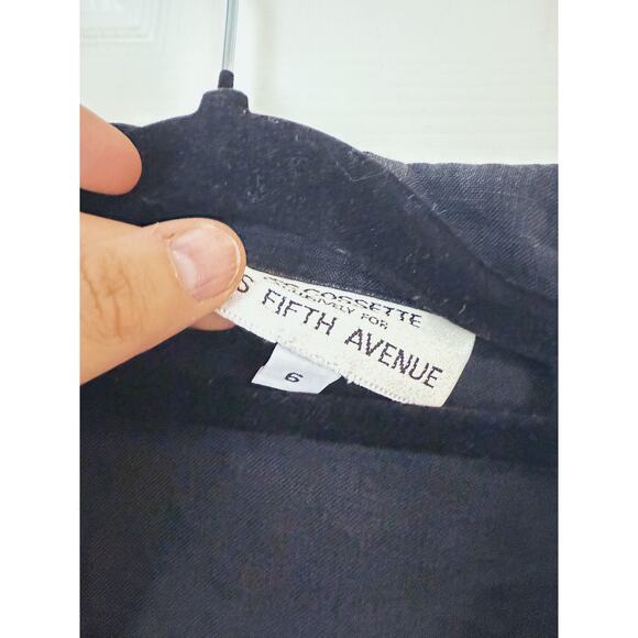 Yves Cossette Saks Fifth Ave Black Linen Button Up Top S Quiet Luxury Capsule - Picture 5 of 8